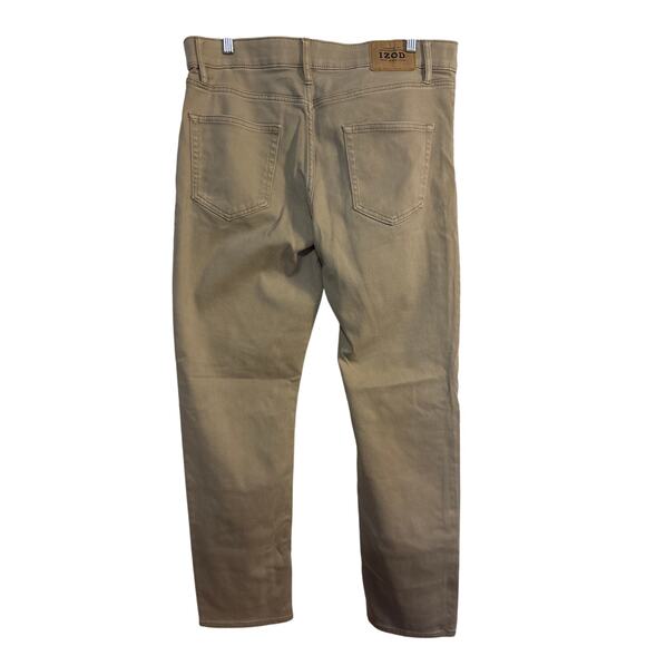 PRE-LOVED IZOD CASUAL KHAKI FLAT FRONT SLACKS SIZE 34X34 - Picture 2 of 5
